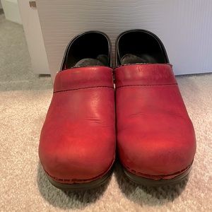 Red leather Dansko’s